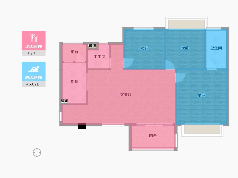 四川省-成都市-经典西悦城B2户型120m²-97.61-户型库-动静分区