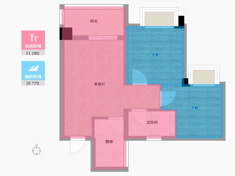 四川省-成都市-陇海三郎觅山二期(1,2,3)号楼58m²-41.97-户型库-动静分区