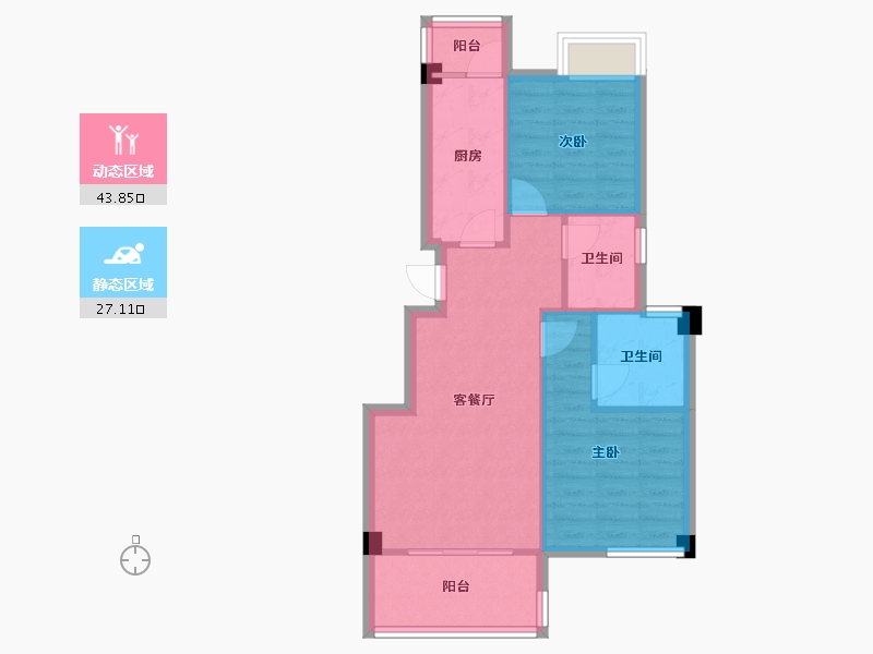 四川省-成都市-三嘉御山(5,6,10,11)号楼83m²-63.56-户型库-动静分区