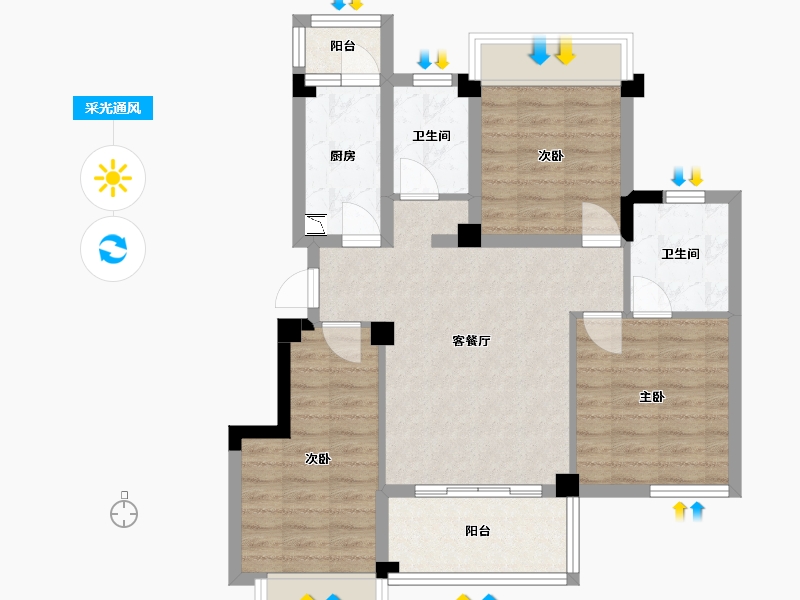 四川省-成都市-三嘉御山12号楼96m²-75.34-户型库-采光通风