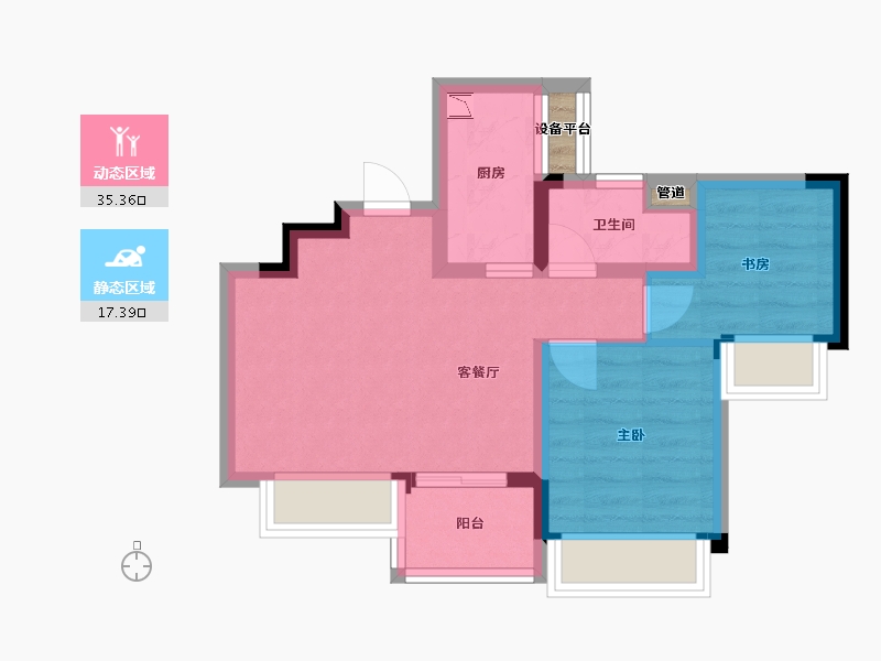 四川省-成都市-陇海三郎觅山二期(1,2,3)号楼65m²-46.58-户型库-动静分区