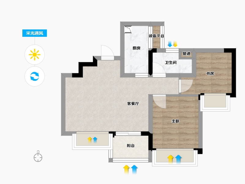 四川省-成都市-陇海三郎觅山二期(1,2,3)号楼65m²-46.58-户型库-采光通风