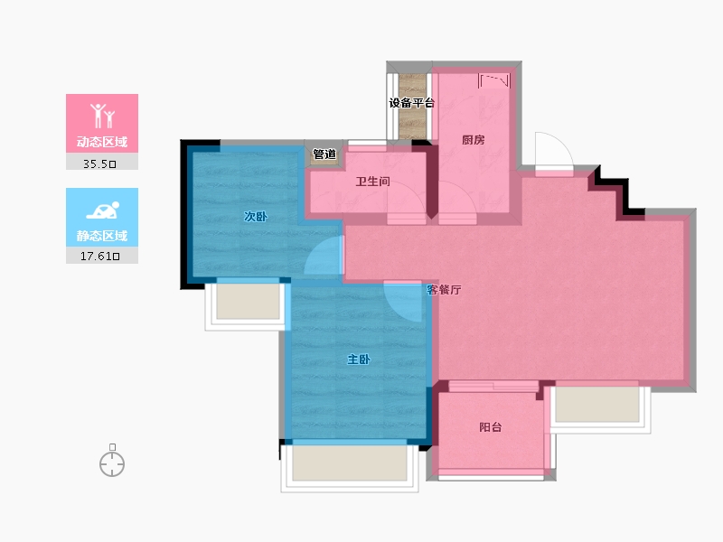 四川省-成都市-陇海三郎觅山二期(1,2,3)号楼64m²-47.05-户型库-动静分区