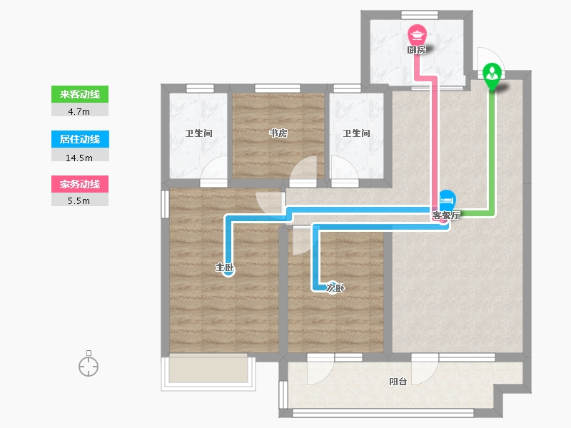 山东省-青岛市-昆仑府-87.24-户型库-动静线