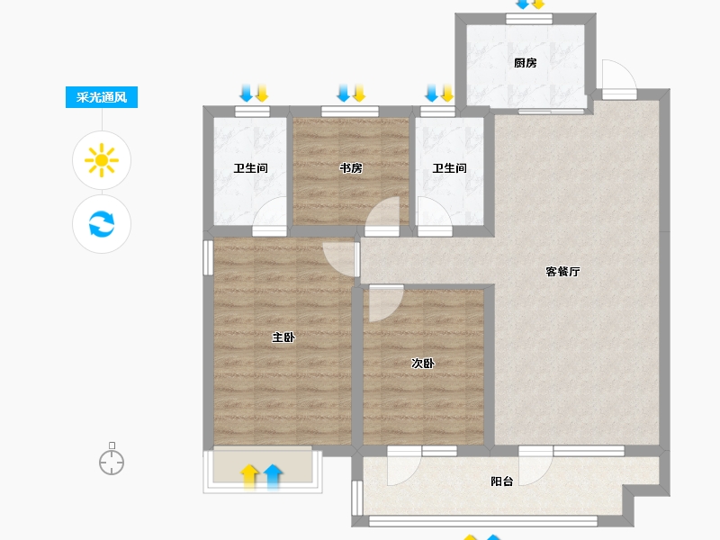 山东省-青岛市-昆仑府-87.24-户型库-采光通风