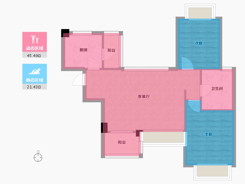 四川省-成都市-陇海三郎觅山二期(4,5,)号楼78m²-59.64-户型库-动静分区