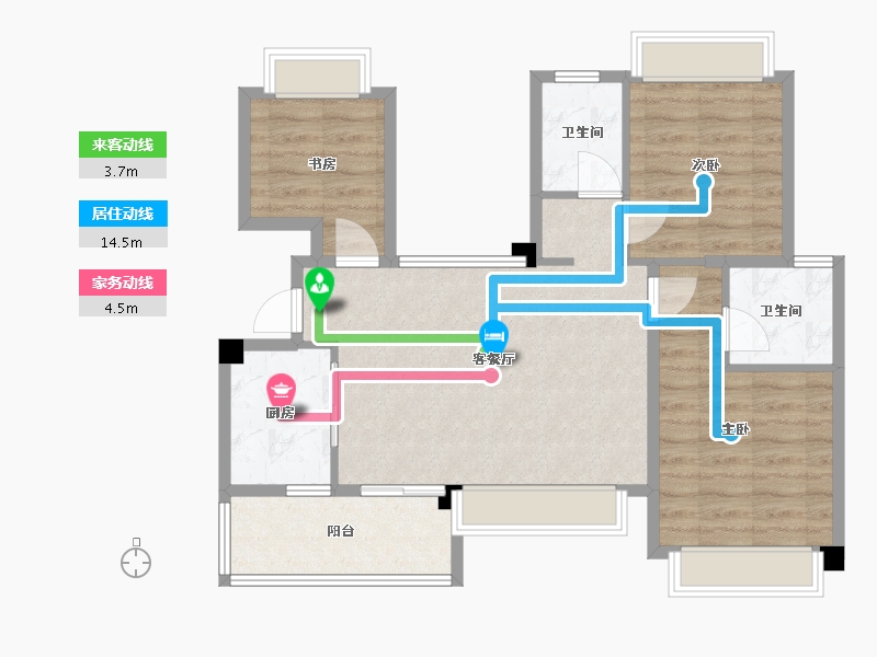 四川省-成都市-陇海三郎觅山二期(6,7)号楼89m²-67.44-户型库-动静线