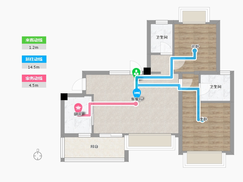 四川省-成都市-陇海三郎觅山二期(6,7)号楼80m²-60.52-户型库-动静线