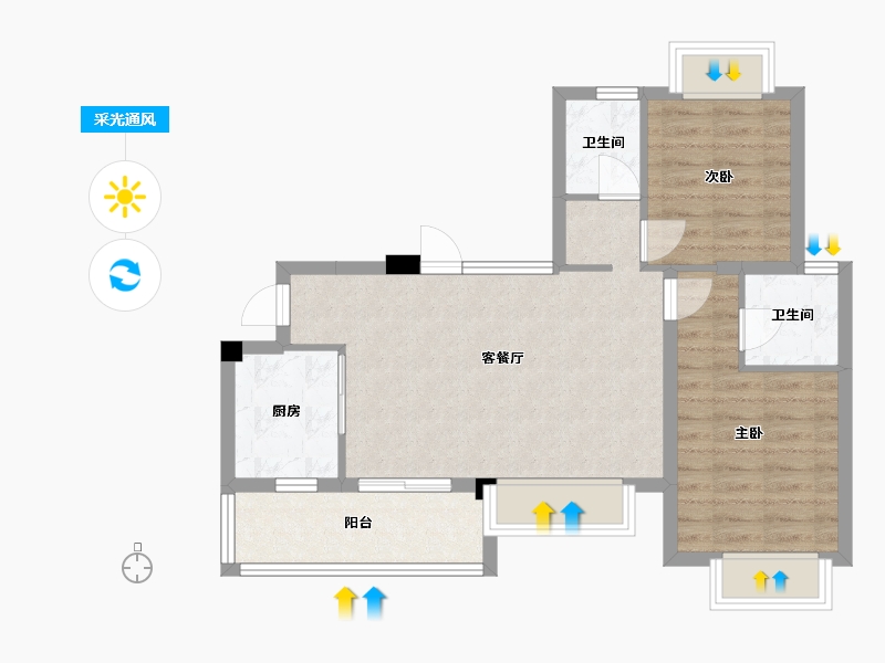 四川省-成都市-陇海三郎觅山二期8号楼86m²-65.70-户型库-采光通风