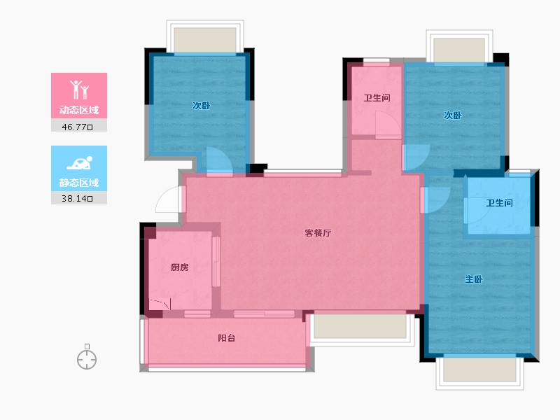 四川省-成都市-陇海三郎觅山二期8号楼99m²-75.04-户型库-动静分区