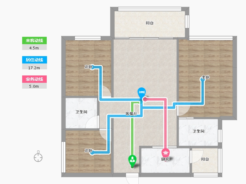 四川省-成都市-南城星汇Ｄ户型98m²-85.51-户型库-动静线