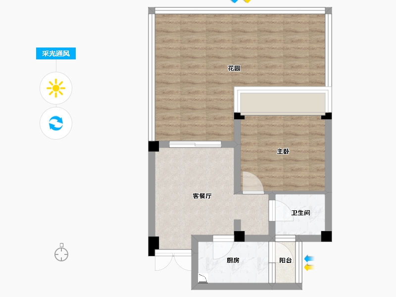 四川省-成都市-青城神韵二期A户型51m²-56.64-户型库-采光通风