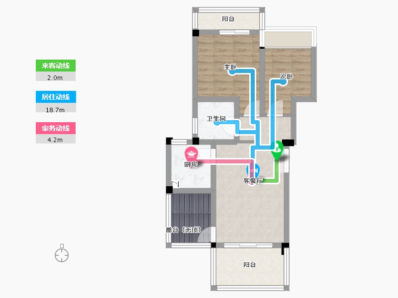 四川省-成都市-青城神韵二期B1-3户型69m²-59.49-户型库-动静线