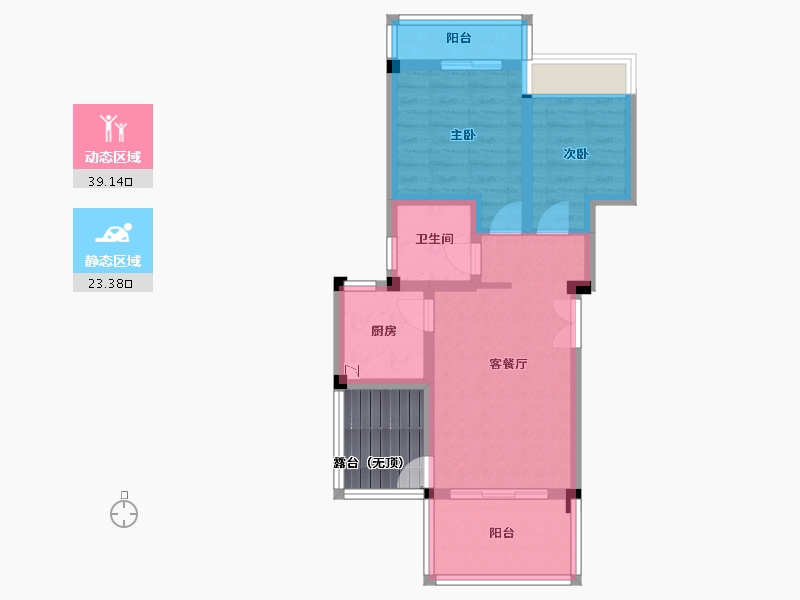 四川省-成都市-青城神韵二期B1-3户型69m²-59.49-户型库-动静分区