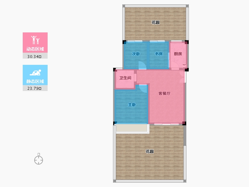 四川省-成都市-青城神韵二期B21层户型66m²-103.68-户型库-动静分区