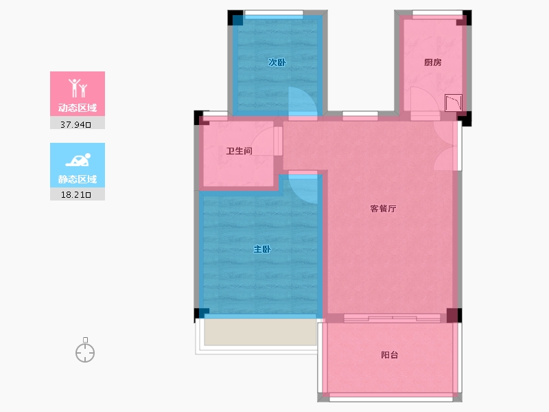 四川省-成都市-青城神韵二期B22-4层户型66m²-49.04-户型库-动静分区