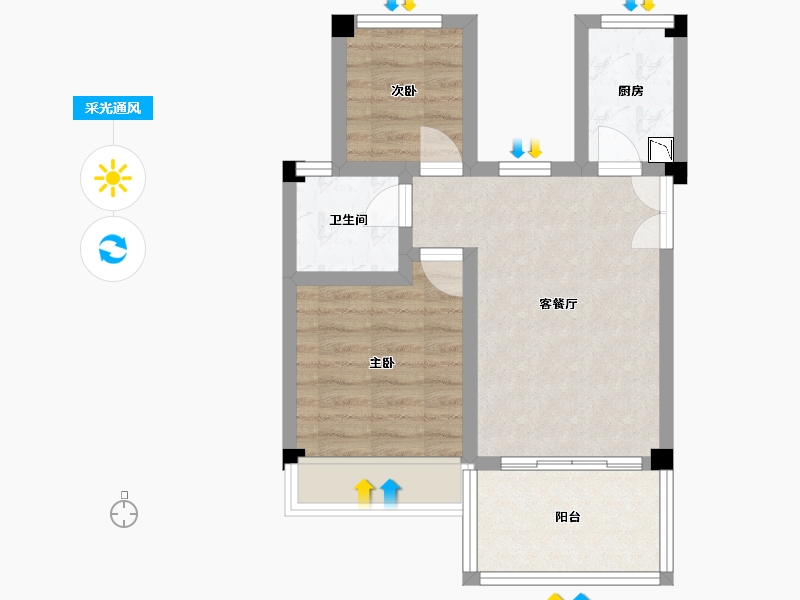 四川省-成都市-青城神韵二期B22-4层户型66m²-49.04-户型库-采光通风