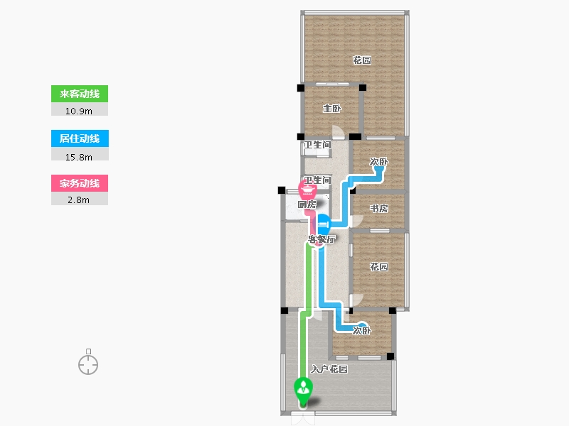 四川省-成都市-青城神韵二期C1层户型91m²-151.11-户型库-动静线