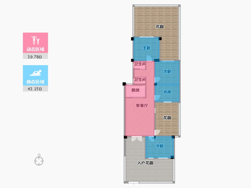 四川省-成都市-青城神韵二期C1层户型91m²-151.11-户型库-动静分区