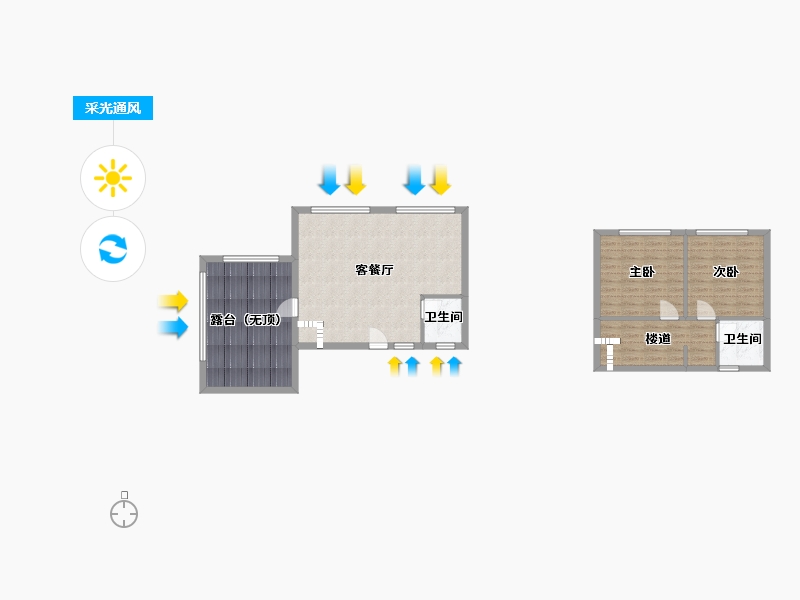 四川省-成都市-仁恒溪云居E1户型92m²-89.64-户型库-采光通风