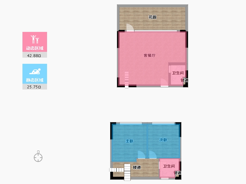 四川省-成都市-仁恒溪云居E1户型91m²-86.67-户型库-动静分区