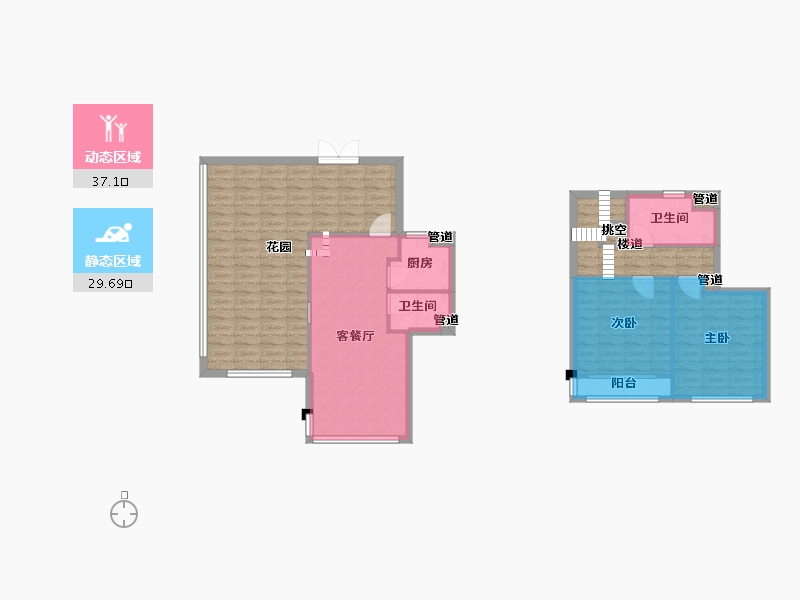 四川省-成都市-仁恒溪云居E4户型89m²-104.74-户型库-动静分区