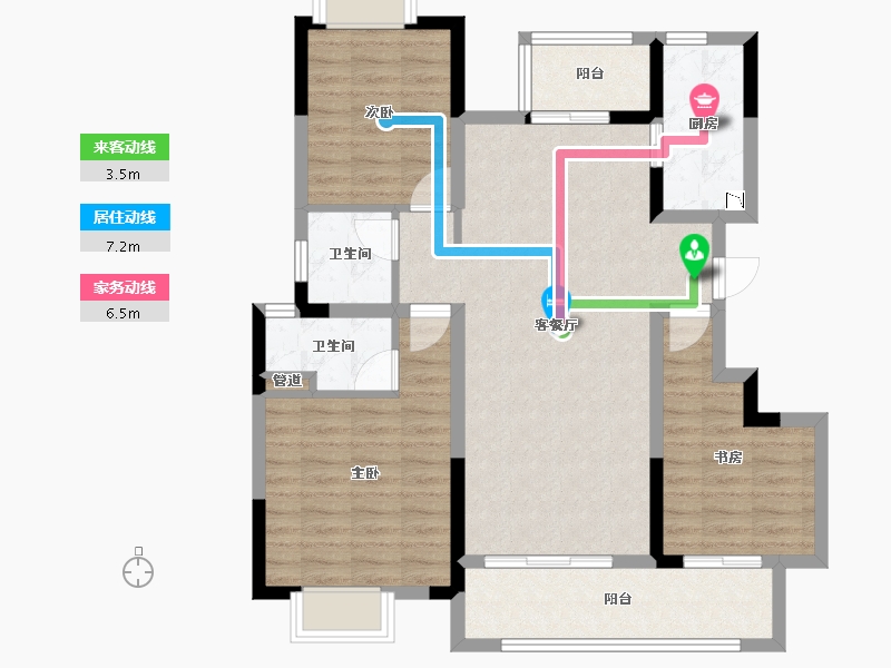 四川省-成都市-新城瑞升悦隽西江(1,2,3,4,5)号楼116m²-91.08-户型库-动静线