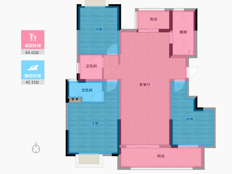 四川省-成都市-新城瑞升悦隽西江(1,2,3,4,5)号楼116m²-91.08-户型库-动静分区