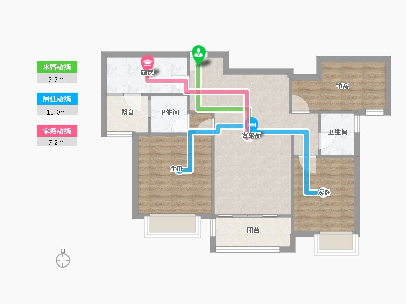 四川省-成都市-新城瑞升悦隽西江6号楼101m²-77.10-户型库-动静线