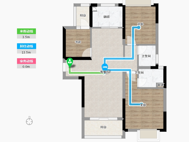 四川省-成都市-新城瑞升悦隽西江6号楼103m²-76.19-户型库-动静线