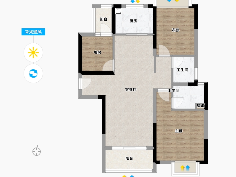 四川省-成都市-新城瑞升悦隽西江6号楼103m²-76.19-户型库-采光通风