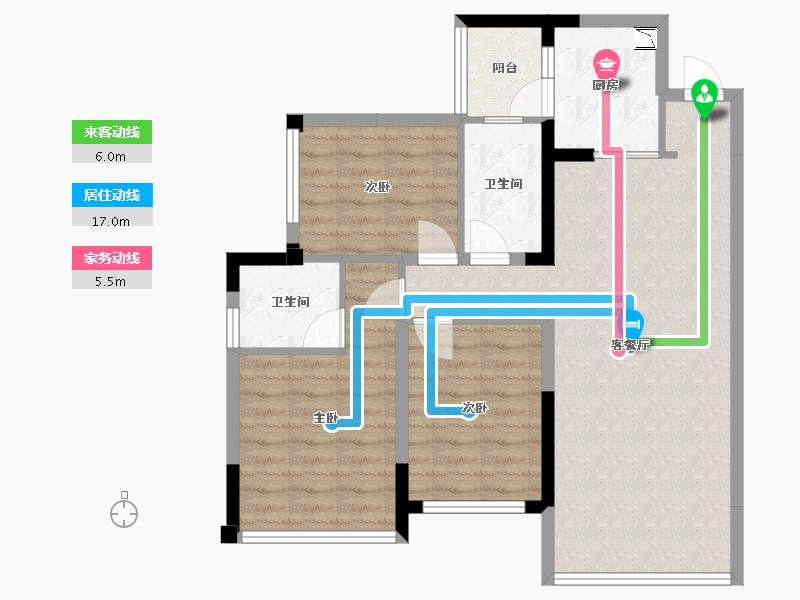 四川省-成都市-御澜台1号楼,2号楼102m²-82.20-户型库-动静线