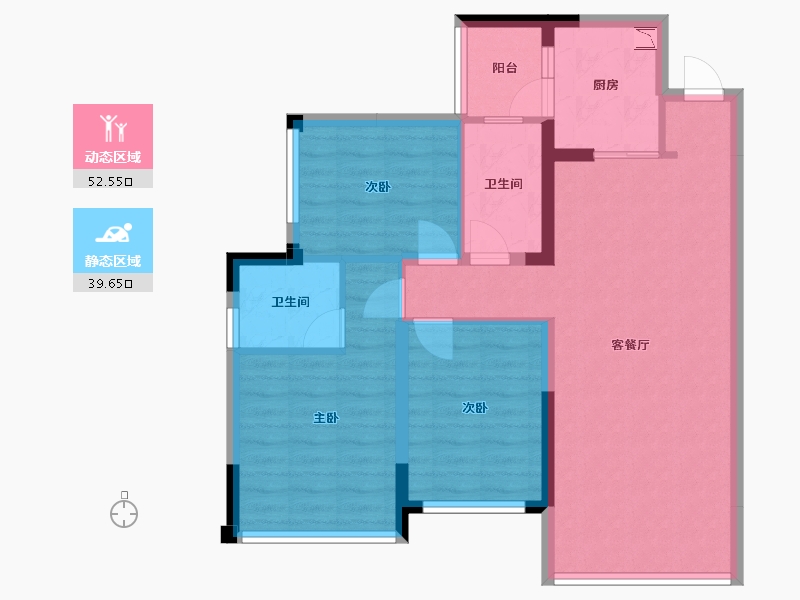 四川省-成都市-御澜台1号楼,2号楼102m²-82.20-户型库-动静分区