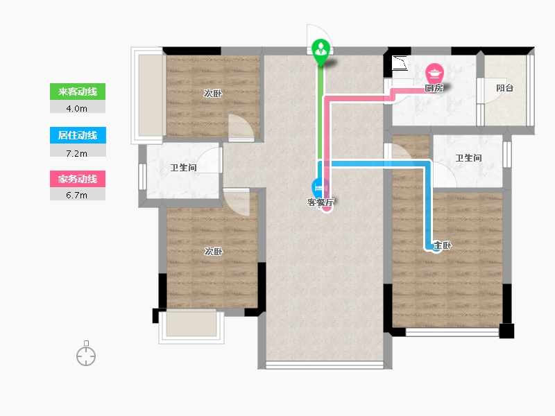 四川省-成都市-御澜台8号楼103m²-83.07-户型库-动静线