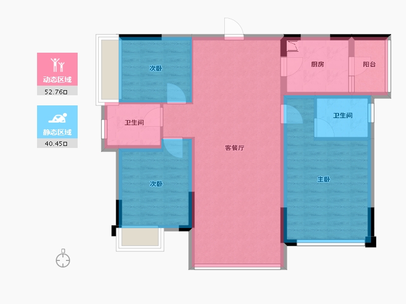 四川省-成都市-御澜台8号楼103m²-83.07-户型库-动静分区