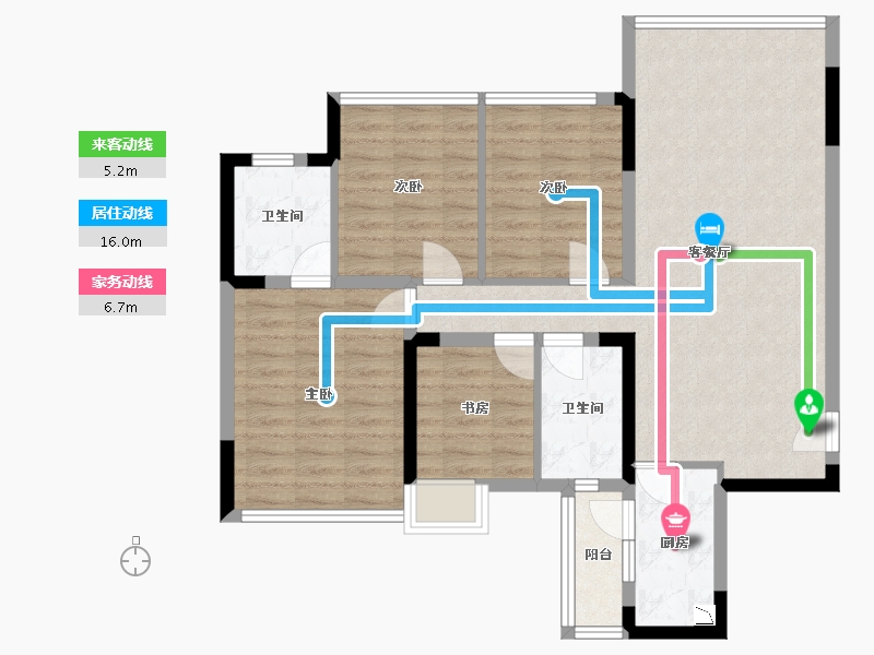 四川省-成都市-御澜台8号楼118m²-93.33-户型库-动静线