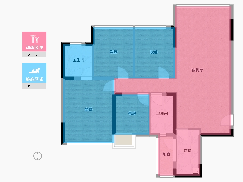 四川省-成都市-御澜台8号楼118m²-93.33-户型库-动静分区