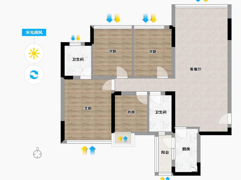 四川省-成都市-御澜台8号楼118m²-93.33-户型库-采光通风