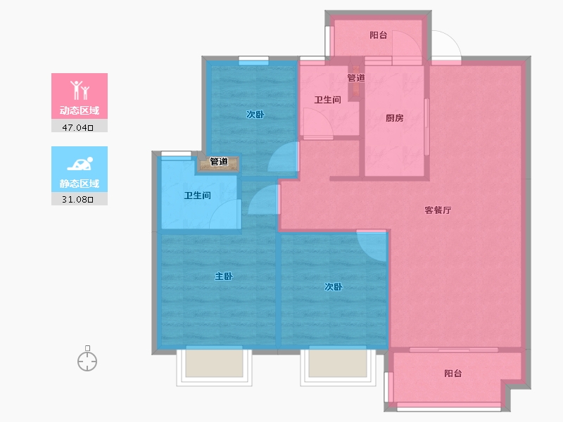 四川省-成都市-远洋栖棠2号楼99m²-70.42-户型库-动静分区