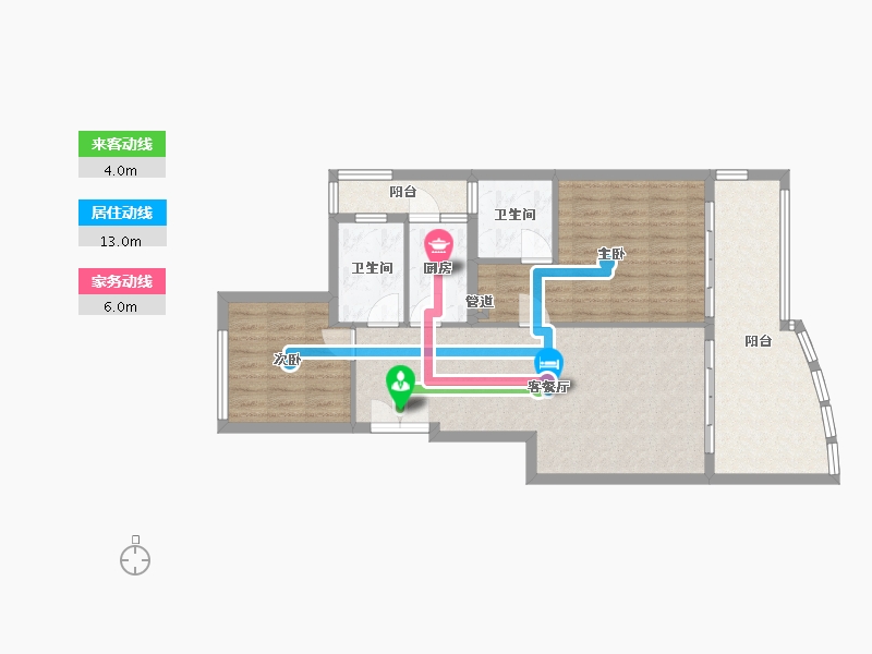 四川省-成都市-中国青城国际颐养中心(1,2,3,6,7,8)号楼83m²-85.81-户型库-动静线