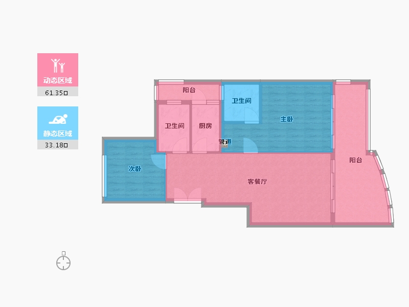 四川省-成都市-中国青城国际颐养中心(1,2,3,6,7,8)号楼83m²-85.81-户型库-动静分区