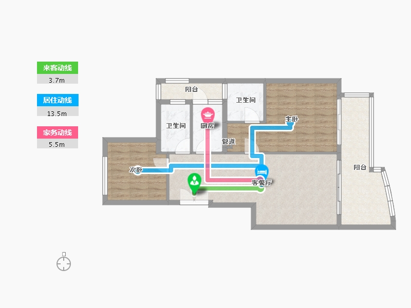 四川省-成都市-中国青城国际颐养中心(1,2,3,6,7,8)号楼91m²-82.06-户型库-动静线