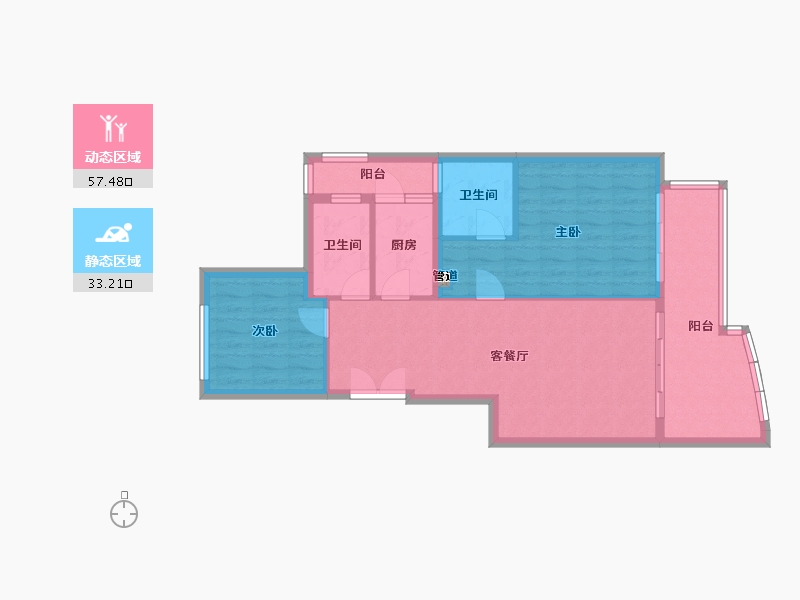 四川省-成都市-中国青城国际颐养中心(1,2,3,6,7,8)号楼91m²-82.06-户型库-动静分区