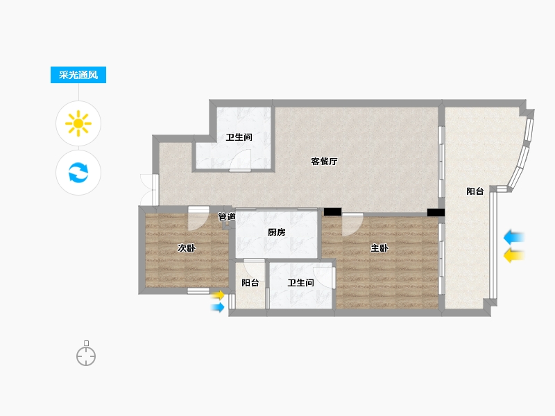 四川省-成都市-中国青城国际颐养中心(1,2,3,6,7,8)号楼101m²-86.52-户型库-采光通风