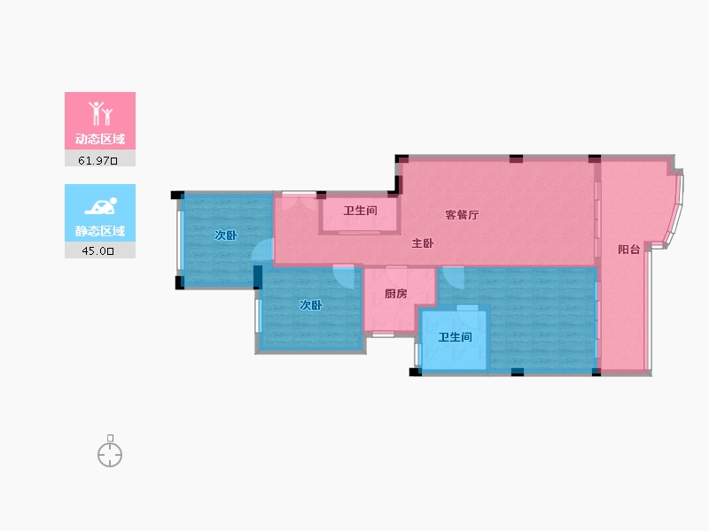 四川省-成都市-中国青城国际颐养中心(1,2,3,6,7,8)号楼112m²-96.91-户型库-动静分区