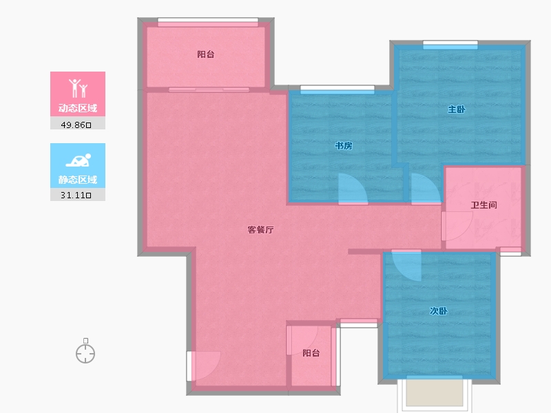 四川省-成都市-宝信青城2栋,7栋81m²-73.45-户型库-动静分区