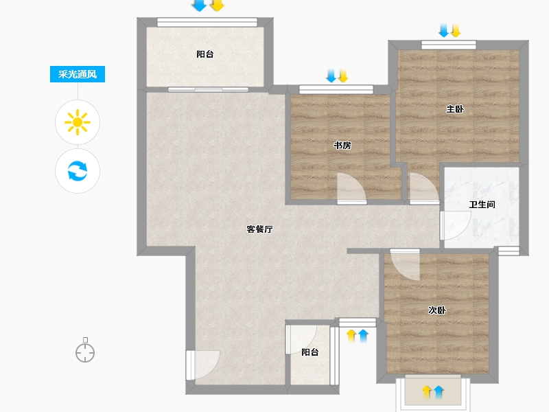 四川省-成都市-宝信青城2栋,7栋81m²-73.45-户型库-采光通风