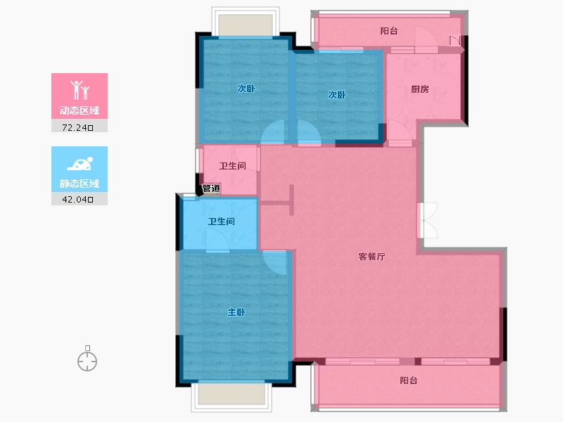 四川省-成都市-弘阳都江府地块二(1,7),地块三(1,9)号楼129m²-103.19-户型库-动静分区