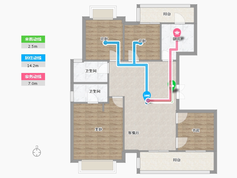 四川省-成都市-弘阳都江府地块二(1,7),地块三(1,9)号楼131m²-104.80-户型库-动静线