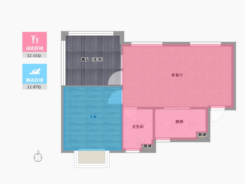 四川省-成都市-蓝光青城河谷国际度假区(14,15)号楼52m²-49.13-户型库-动静分区